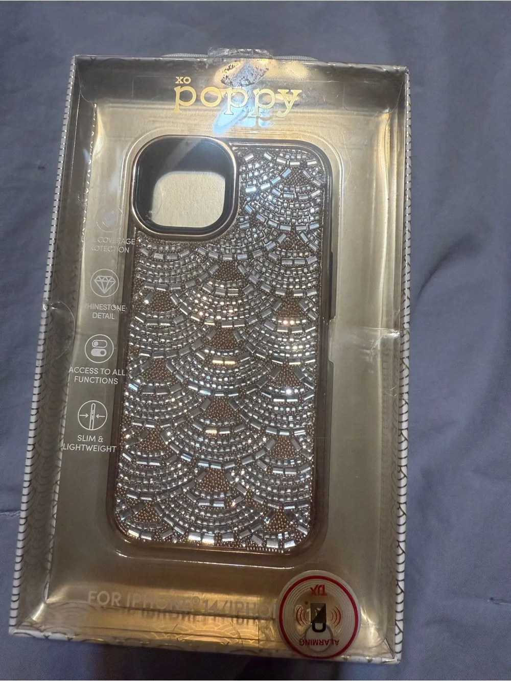 XO Poppy Silver Beaded iPhone Case - Sparkling Rhinestone Design